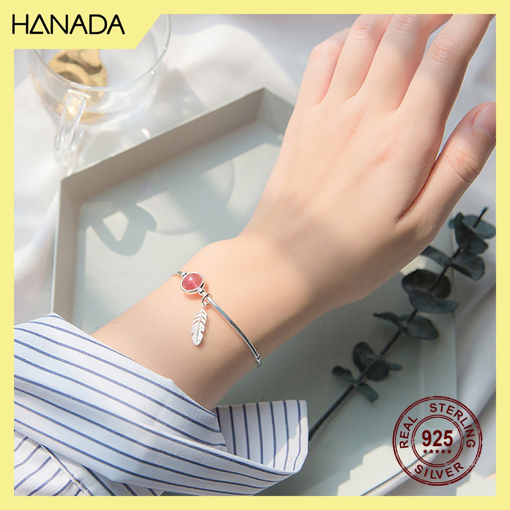 [HCM] Lắc Tay Bạc 925 Hanada Thạch Anh - Lông Vũ