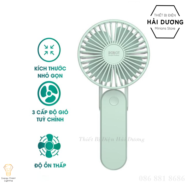 Quạt Mini Cầm Tay F1 Tích Điện 3 Chế Độ Gió - Dung Lượng Pin 2500 mAh - Nhỏ Gọn Độ Ồn Thấp - 4 Màu - Energy Green Lighting - Bảo Hành 12 Tháng