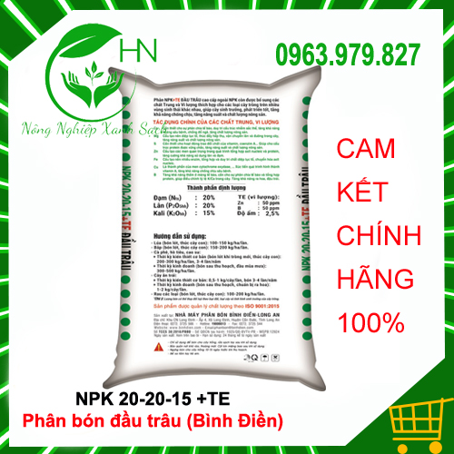 NPK 20-20-15+TE 1kg - Phân bón đầu trâu bình điền
