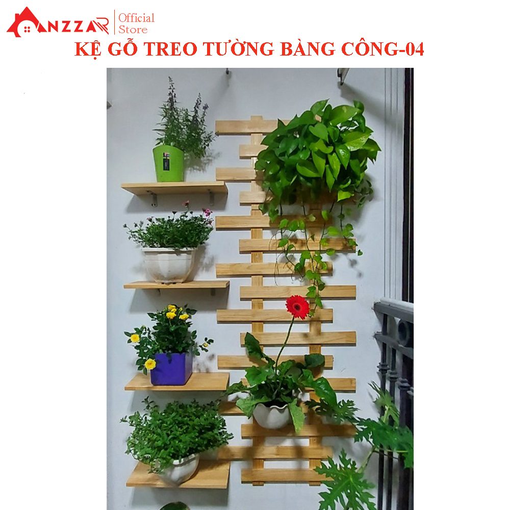 Kệ gỗ treo tường trang trí ban công