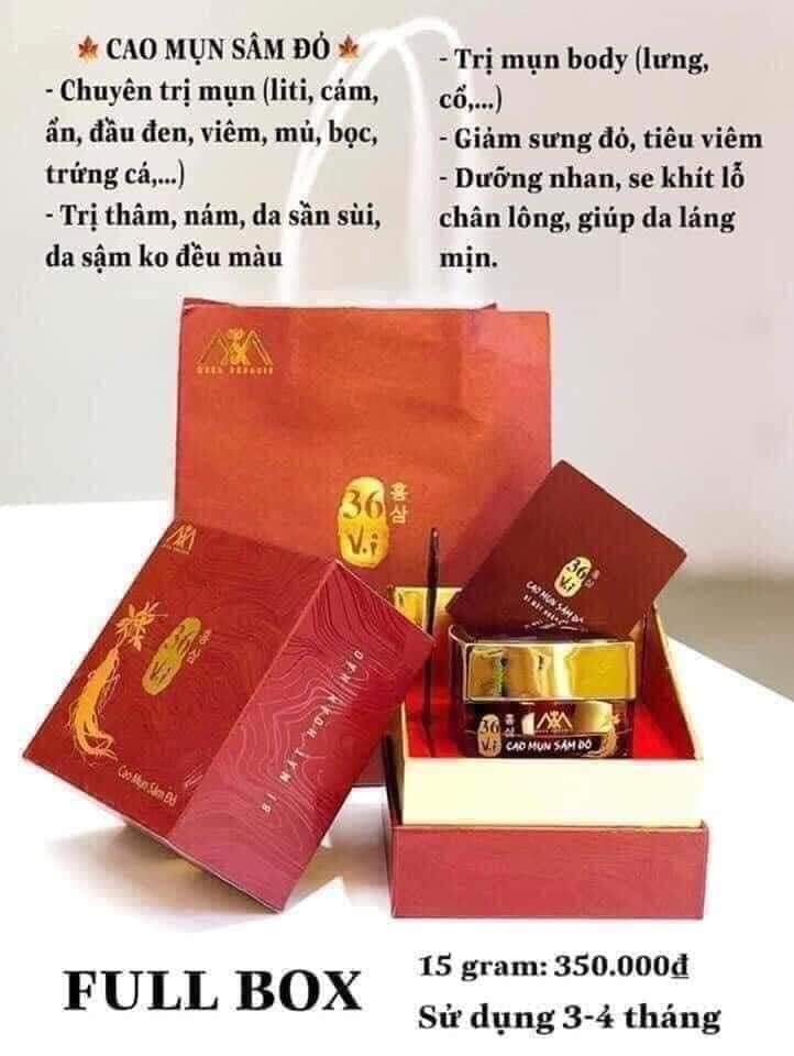 [HCM]Cao Mụn Sâm Đỏ 36 Vị Hộp Lớn 15g