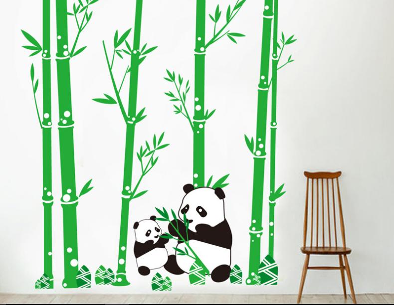 Decal trang trí Cây và Gấu Trúc 2 MẸ Con
