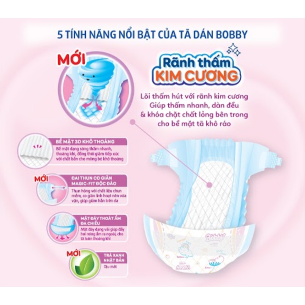 Tã dán Bobby size XS 70 miếng (cho bé <5kg)