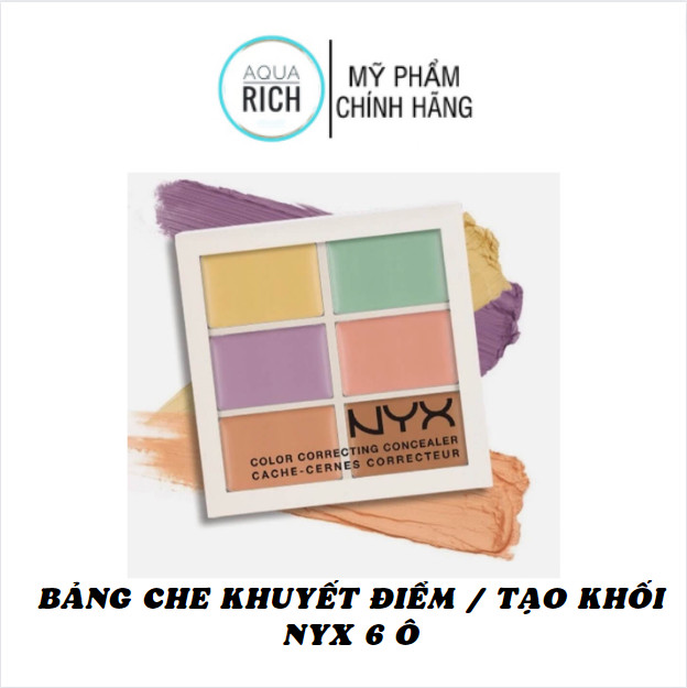 Bảng che khuyết điểm triệt sắc tạo khối nyx 6 ô color correcting concealer