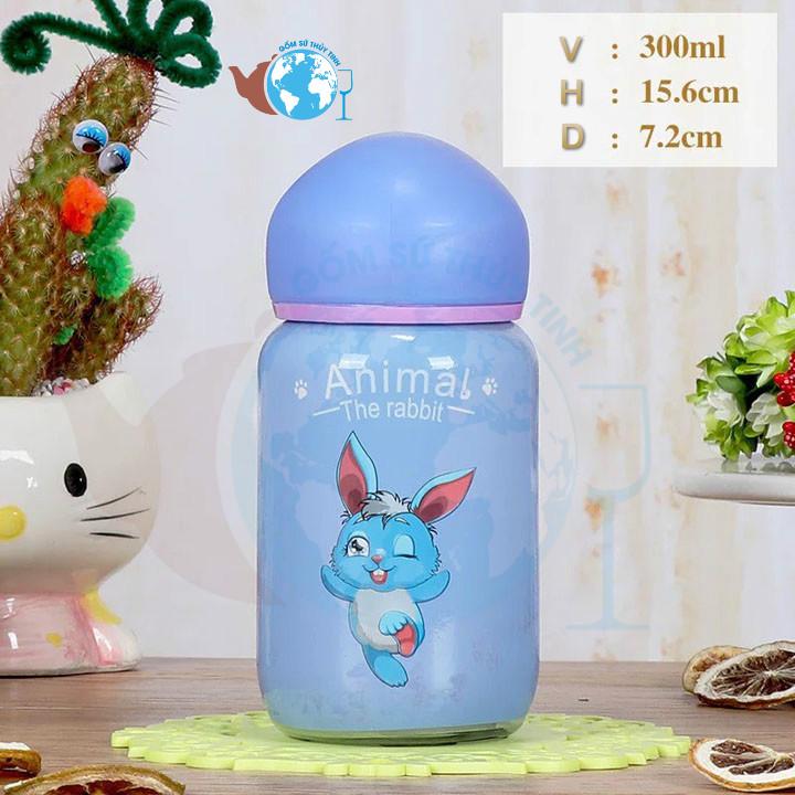 (XẢ KHO) Bình đựng nước thủy tinh hình con thỏ dễ thương (DEAL SỐC)