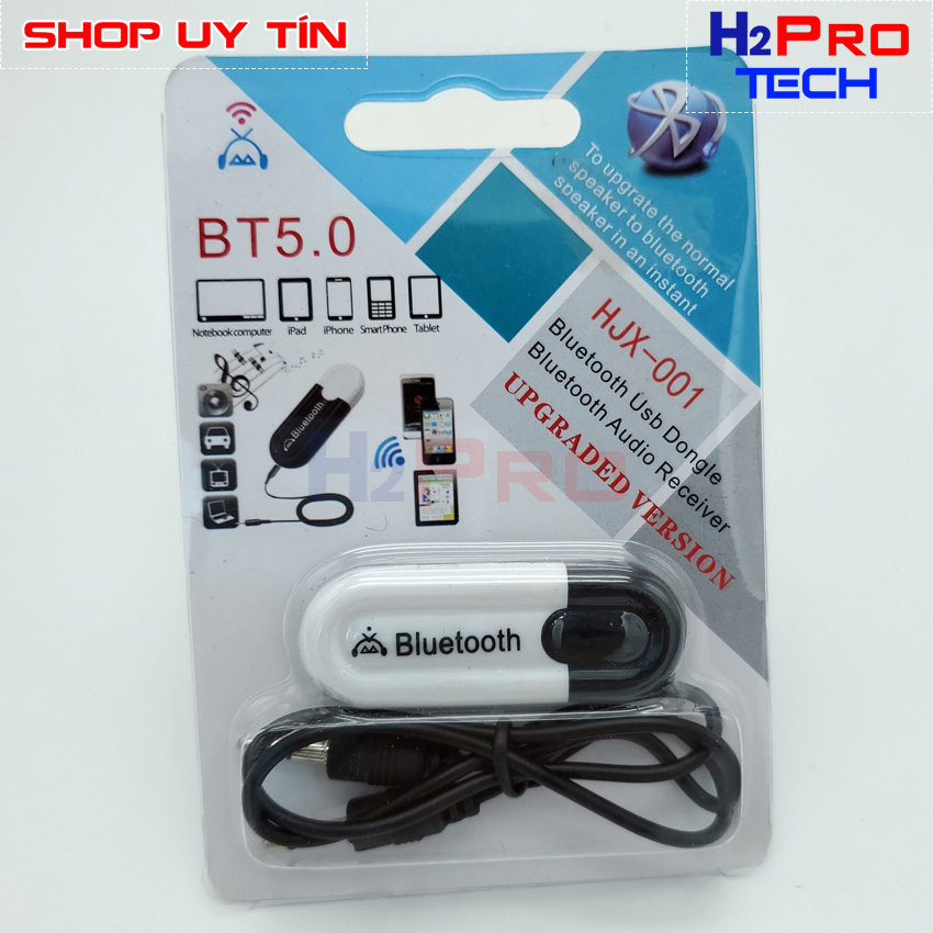 Usb Bluetooth 5.0, Usb Bluetooth Cho Loa, Pc, Xe Hơi-Thiết Bị Nhận Cao Cấp Bắt Sóng Xa 10M, Tặng Dây Aux - H2Pro Tech