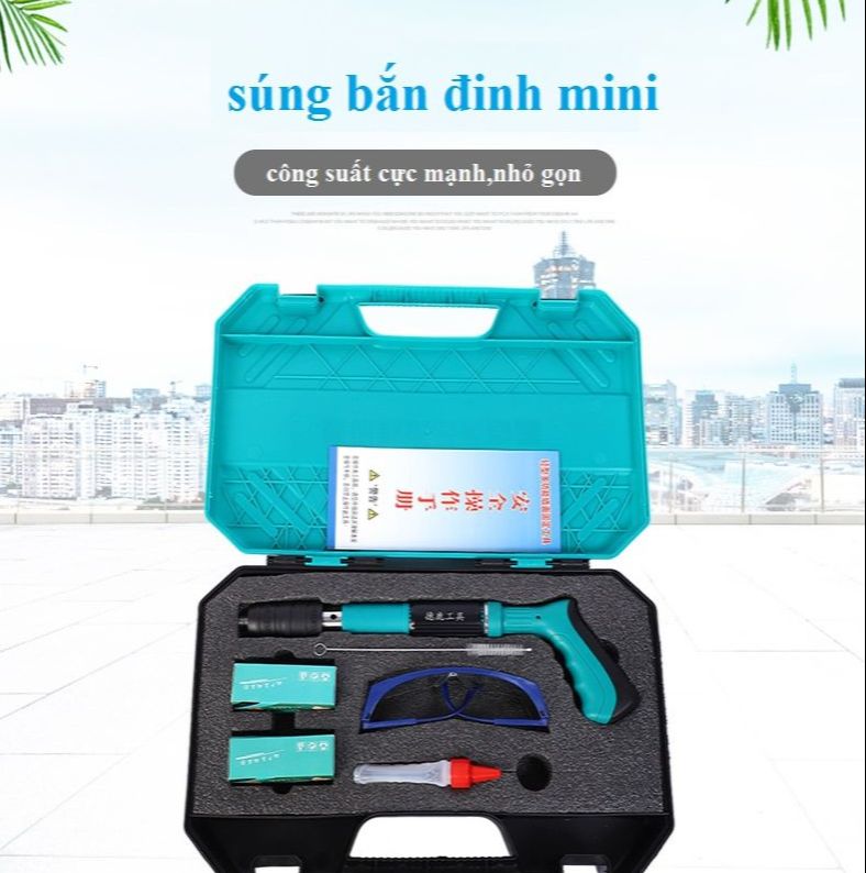 Máy bắn đinh bê tông ,tôn, sắt, thép thế hệ mới, súng bắn đinh hạt nổ tặng kèm 20 đinh