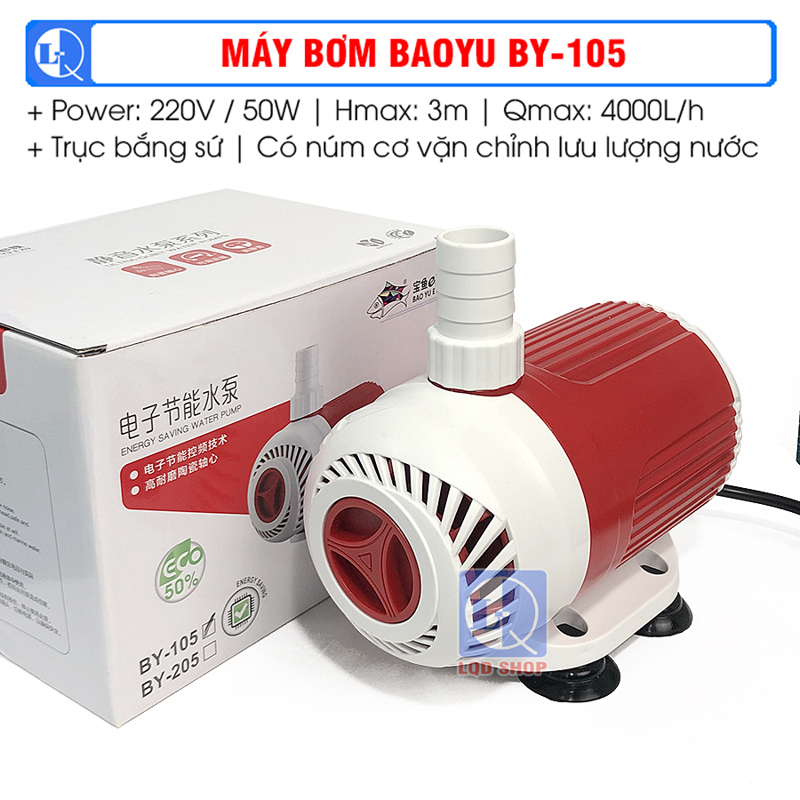Máy bơm BY 105 50w - 4000L h Máy bơm hồ cá, thác non bộ, thả chìm