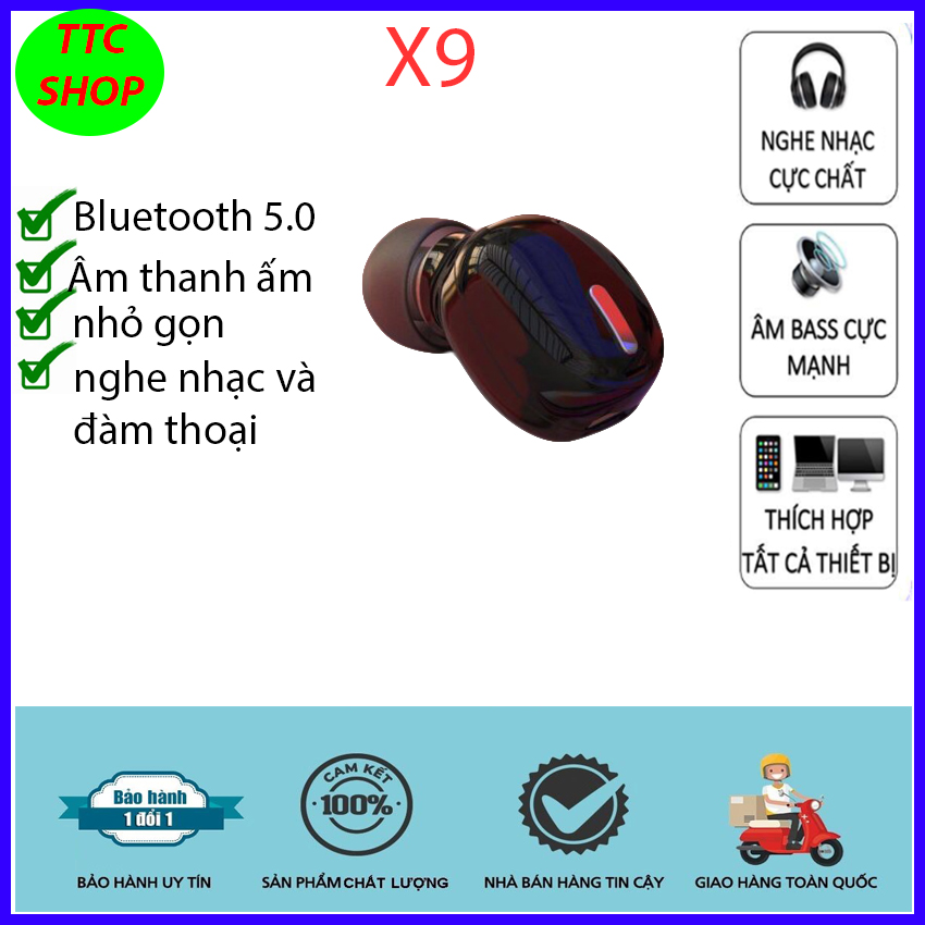 Tai nghe nhét tai bluetooth 5.0 X9- HÀNG NHẬP KHẨU