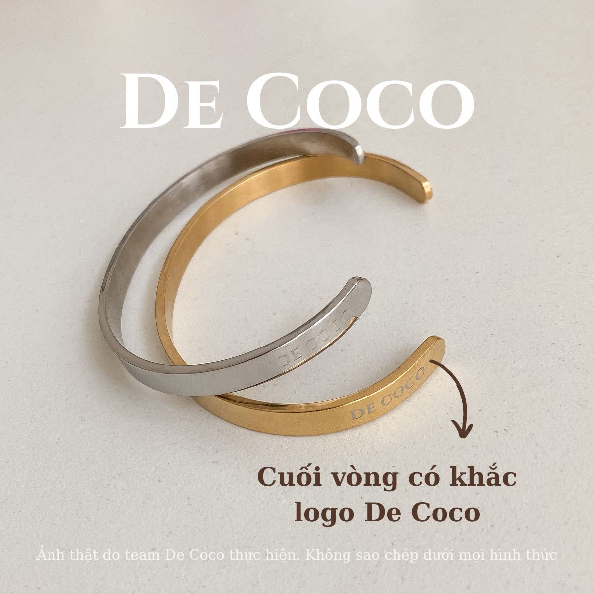 Vòng tay Basic Cuff, vòng tay đôi thép titan cao cấp De Coco
