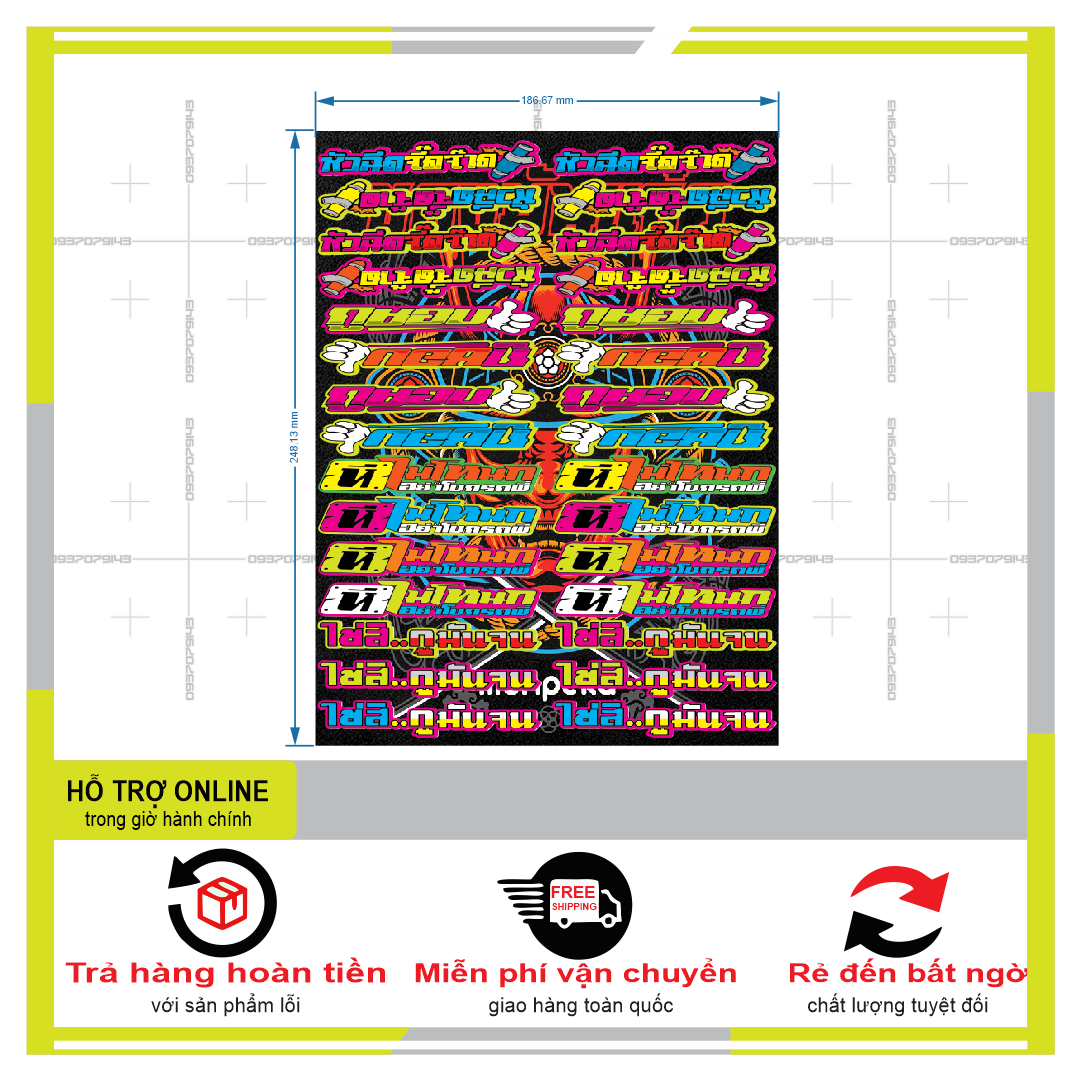 LOGO STICKER CHỮ THÁI 006  { PHỤNG DECAL }
