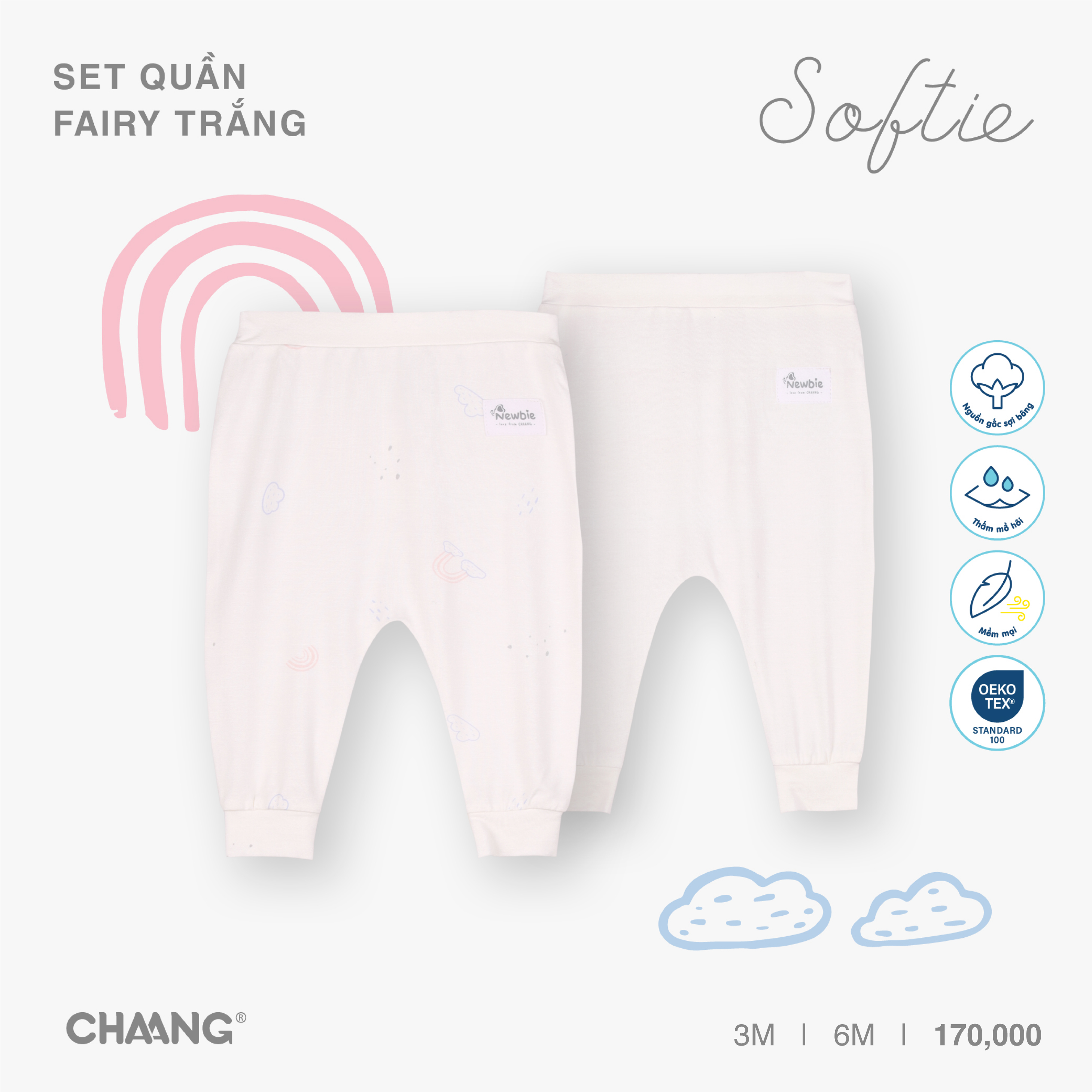 [CHAANG] Set 2 chiếc quần dài sơ sinh Fairy Chaang