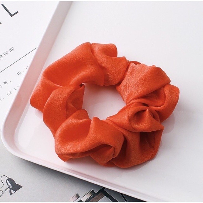 Dây buộc tóc Scrunchie vải lụa bóng nhiều màu mới
