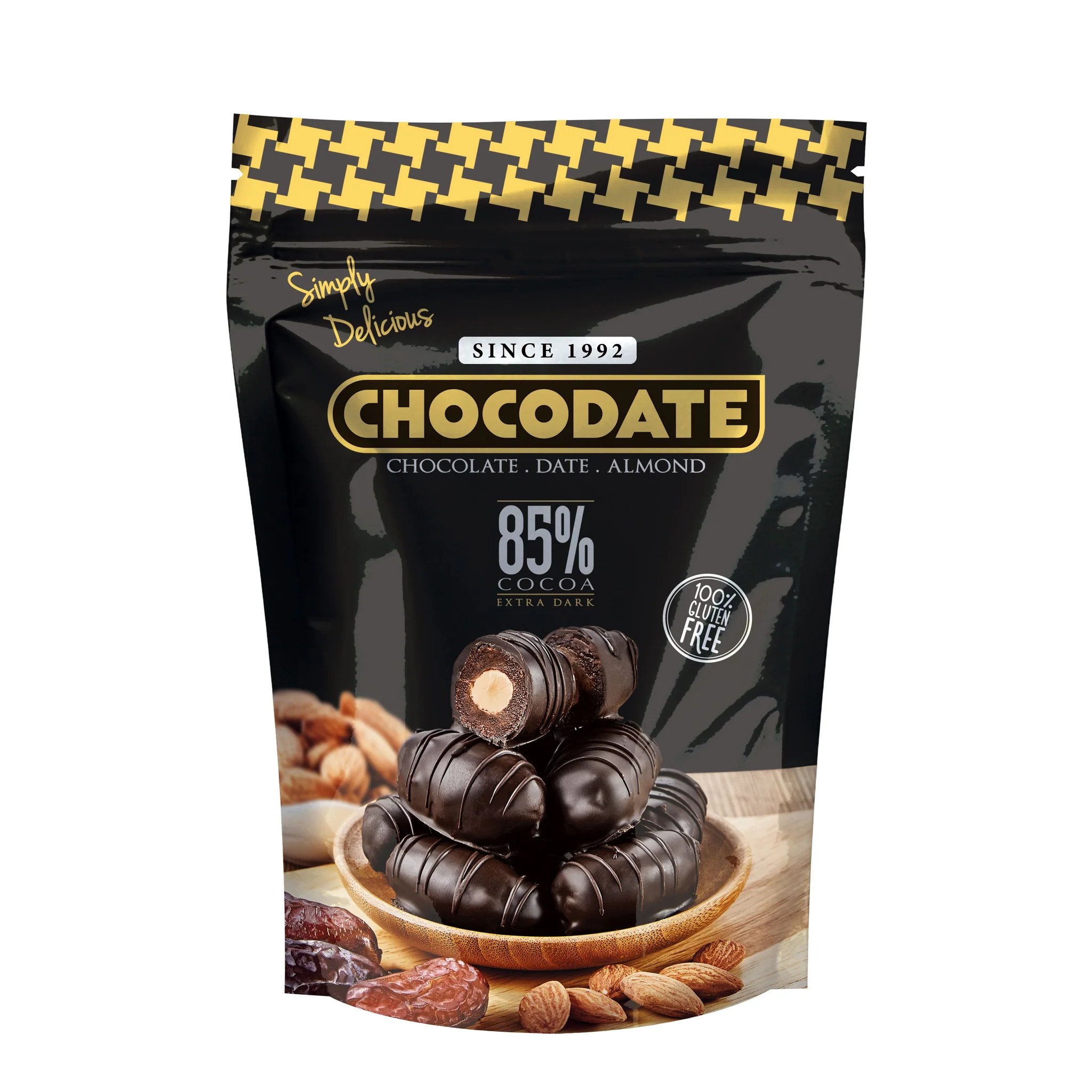 Sôcôla Đắng 85% bọc chà là, nhân hạnh nhân -  Hiệu Chocodate code: 5699