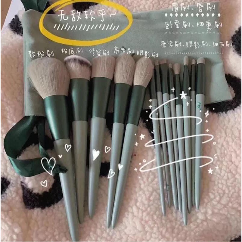 Bộ cọ trang điểm xanh 13 chi tiết