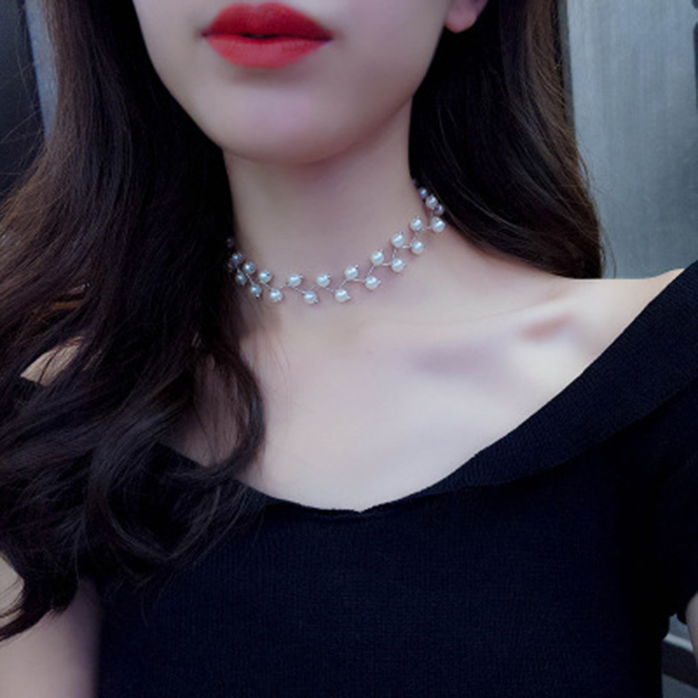 韩版珍珠锁骨链女choker简约短款项链女饰品批发
