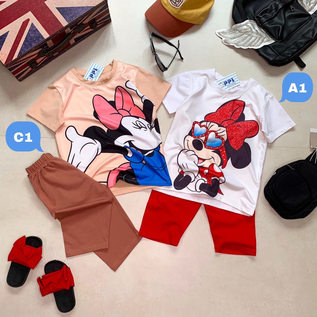 Sét thun bé gái in hình mickey