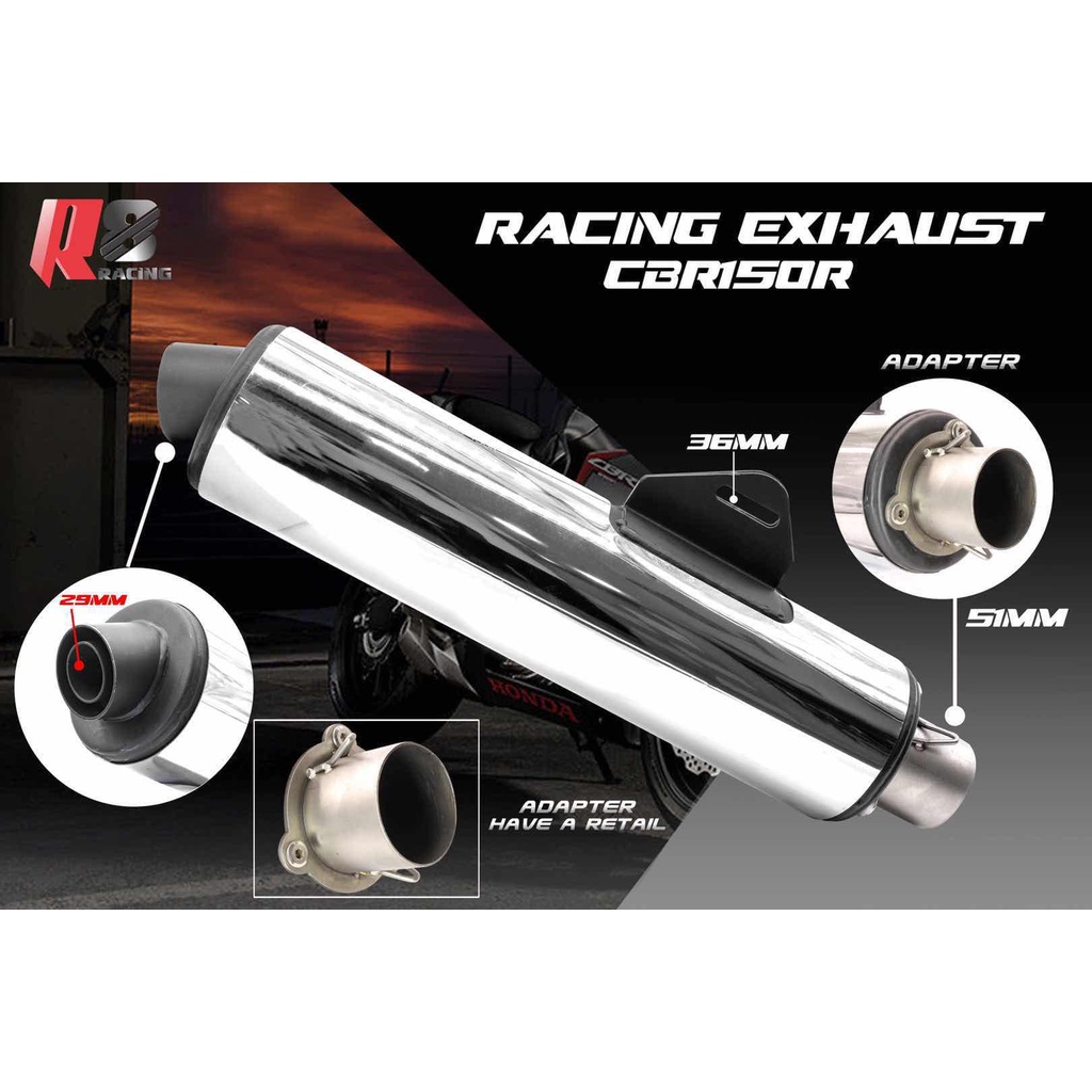 Pô tăng R8 CBR Khắc phục tiếng phè - Lon Pô tăng CBR R8 + adapter winner sonic raider exciter