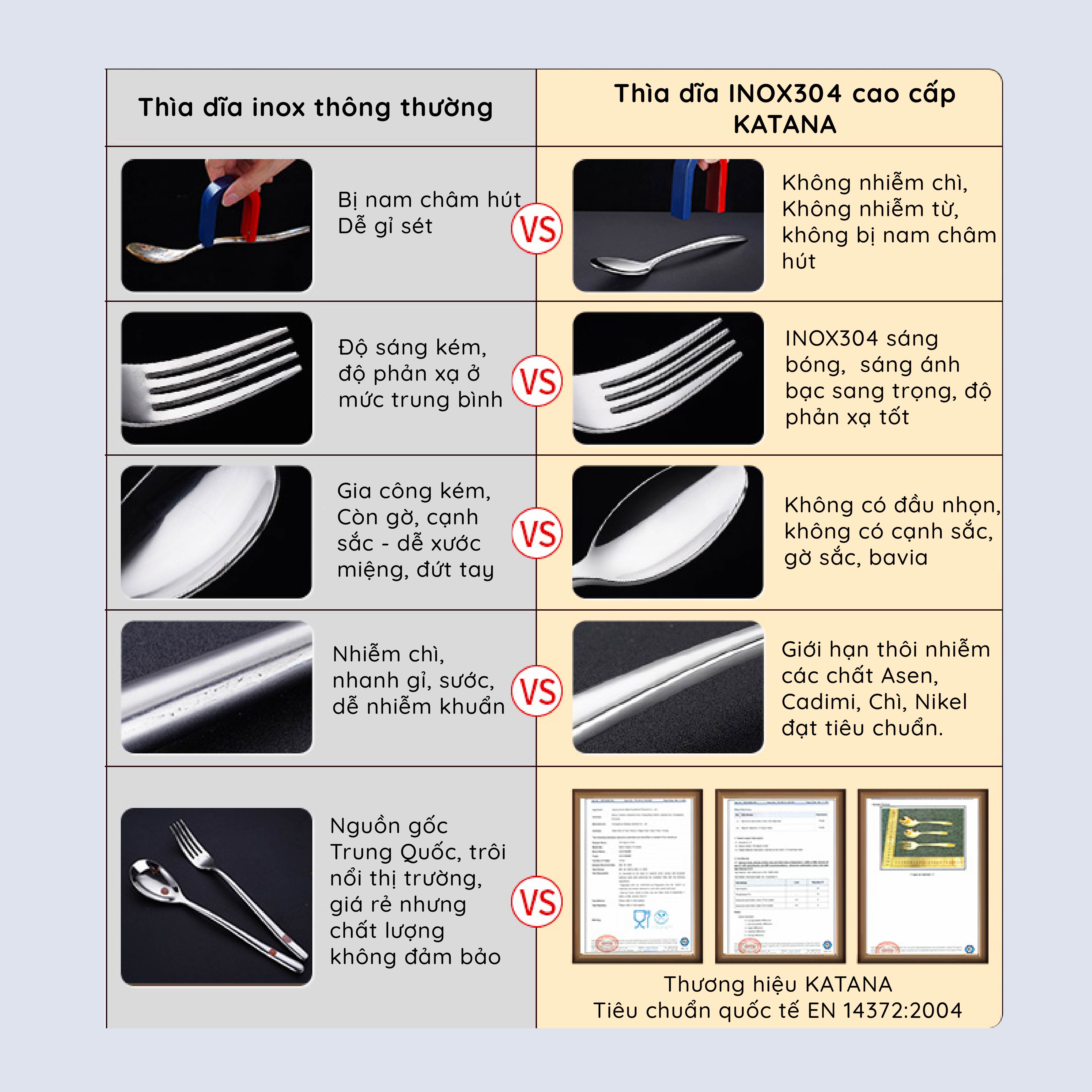 Set 8 thìa trà cao cấp KATANA vân trơn Elegance VTK281