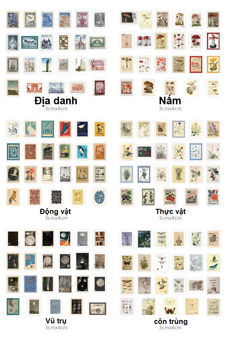Set 46 Sticker Tem Thư Dán Trang Trí Planner, Scrapbook Nhiều Mẫu