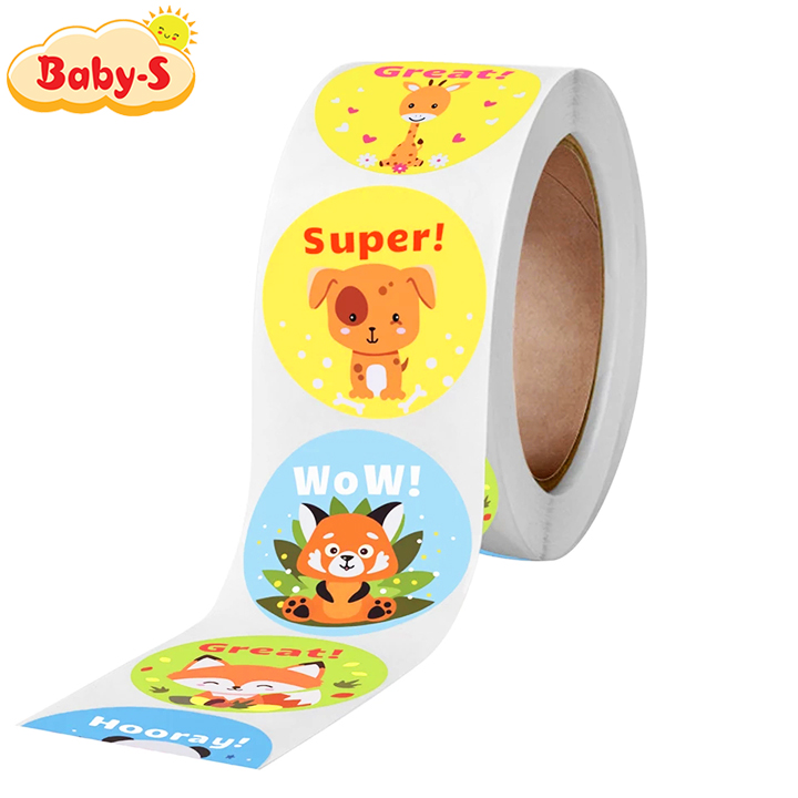 Sticker khen thưởng tiếng Anh, cuộn 500 sticker khen thưởng khích lệ tinh thần học tập cho bé yêu với nhiều họa tiết bắt mắt thú vị Baby-S – SST013