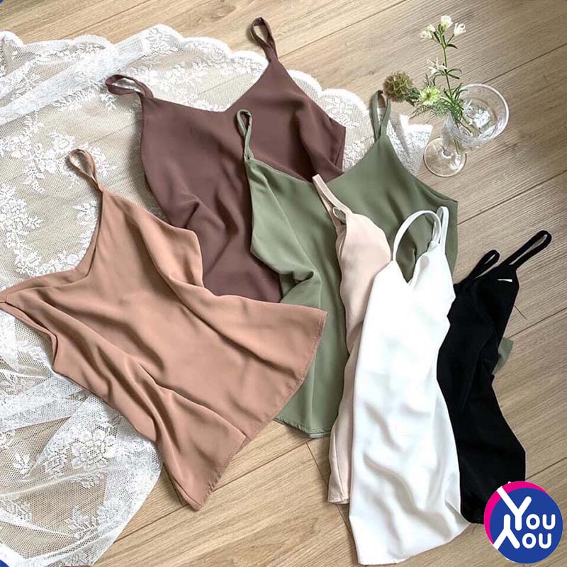 Áo Hai Dây Đũi Lụa- 2s Cổ Tim Form Rộng Nữ YouYou