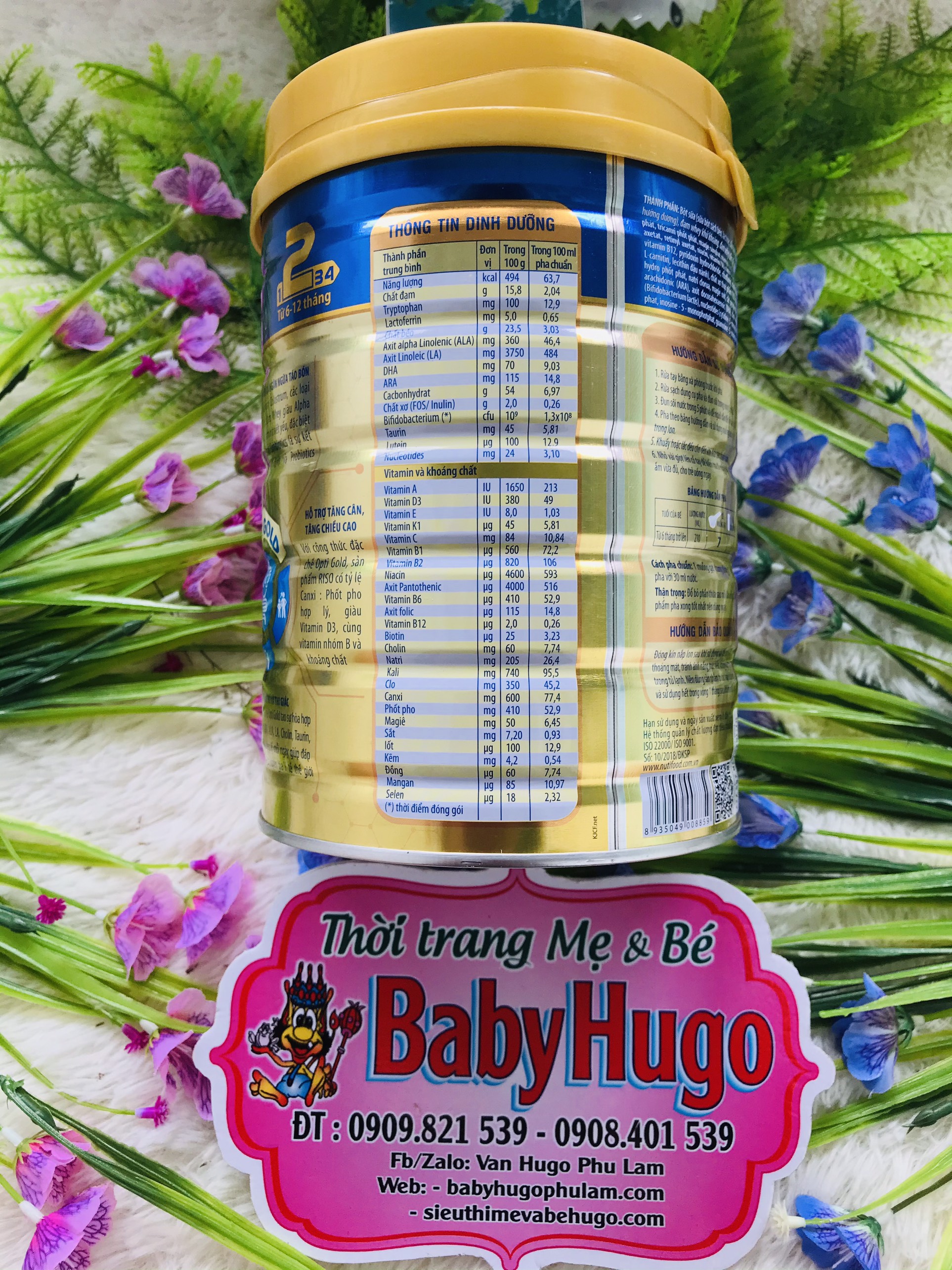 Sữa NutiFood RISO OPTI GOLD 2 (6-12 tháng) Lon 900g