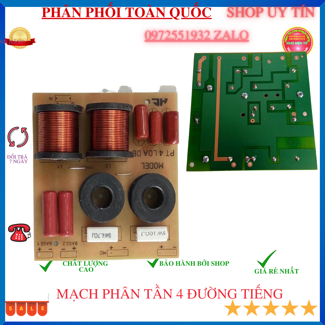 Mạch phân tần tần 4 loa linh kiện tốt 2 bass 1 mid 1 treble - giá 1 mạch