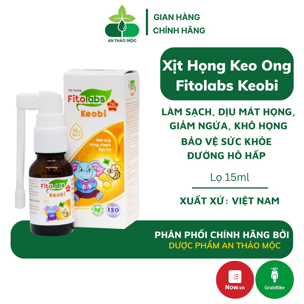 Xịt họng keo ong Fitolabs Keobi làm dịu mát họng giảm ngứa khô họng bảo vệ sức khỏe đường hô hấp cho bé