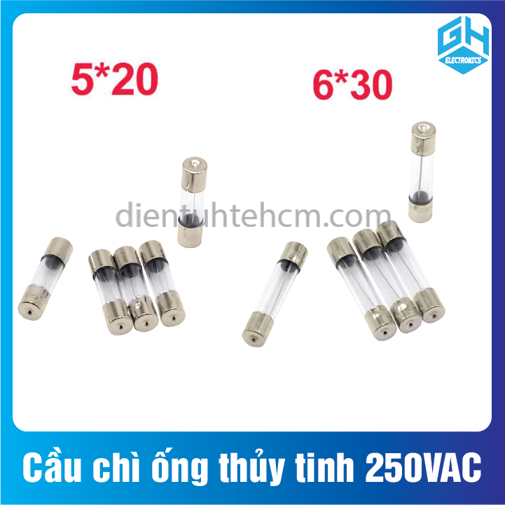 Cầu chì ống thủy tinh 6x30mm 250vac các loại