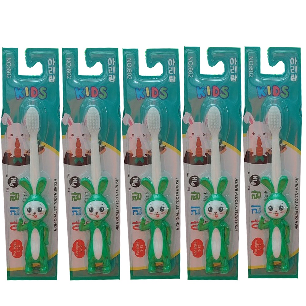 Bàn chải đánh răng trẻ em Hàn Quốc hình thỏ - lông mềm (Giao màu ngẫu nhiên)