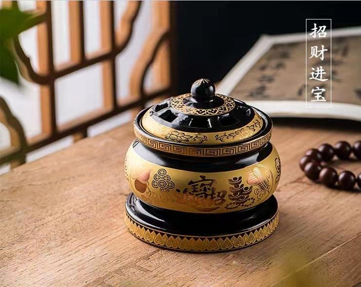 lò đốt trầm hương, lư điện xông trầm size to có hẹn giờ lư xông trầm nụ lư sen vàng