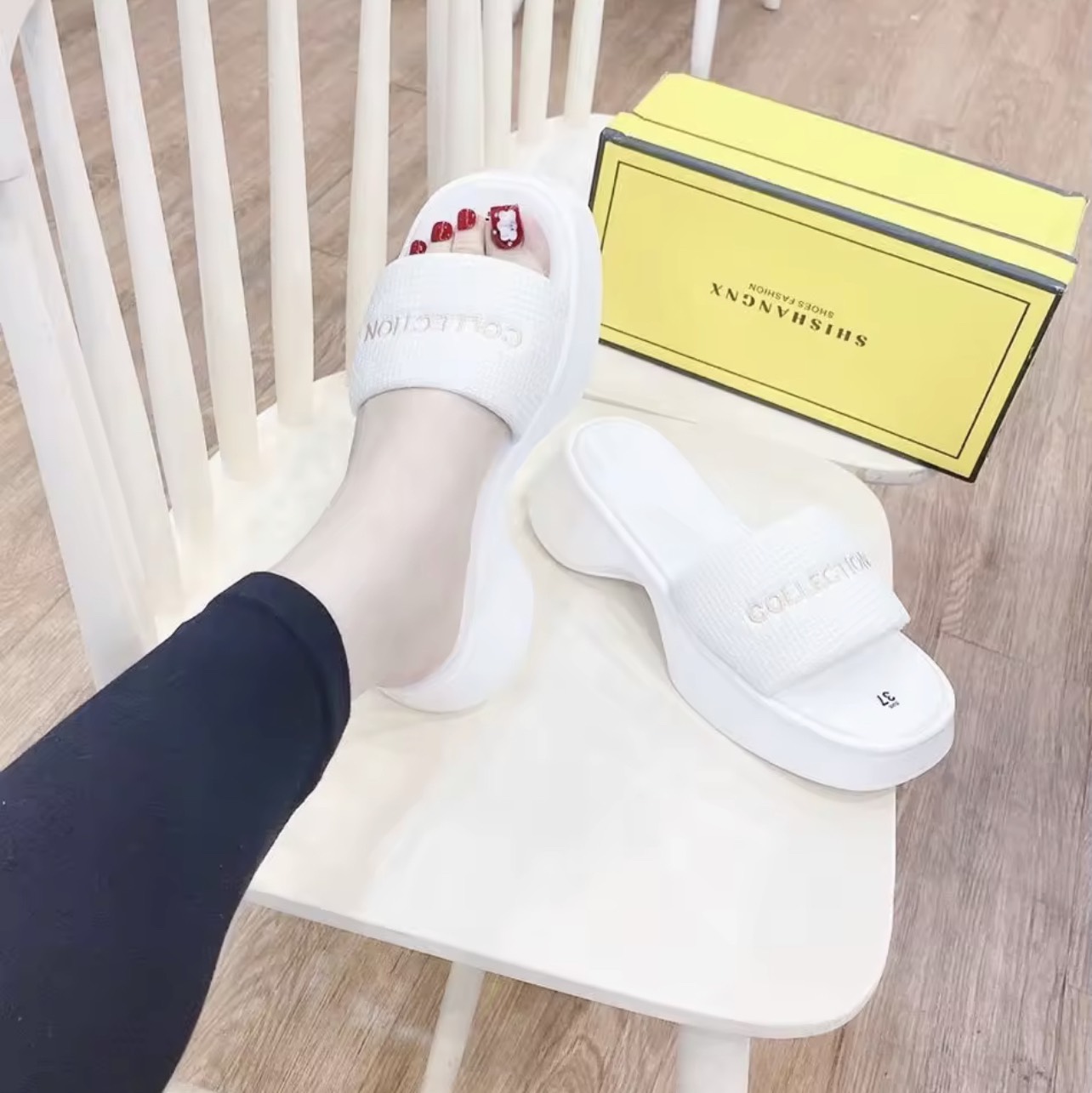 Dép bánh mì đế cong quai chữ đế 5cm