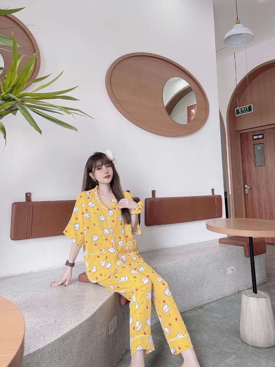 [BỘ PIZAMA NỮ] Bộ Pijama Lụa Áo Cộc Quần Dài, Bộ Đồ Mặc Nhà Chất Lụa Mango Siêu Mềm