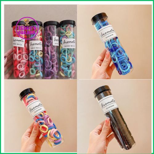 Hộp 100 Dây Cột Tóc Cho Bé , Thun Co giãn, Không Làm Đau Tóc Bé