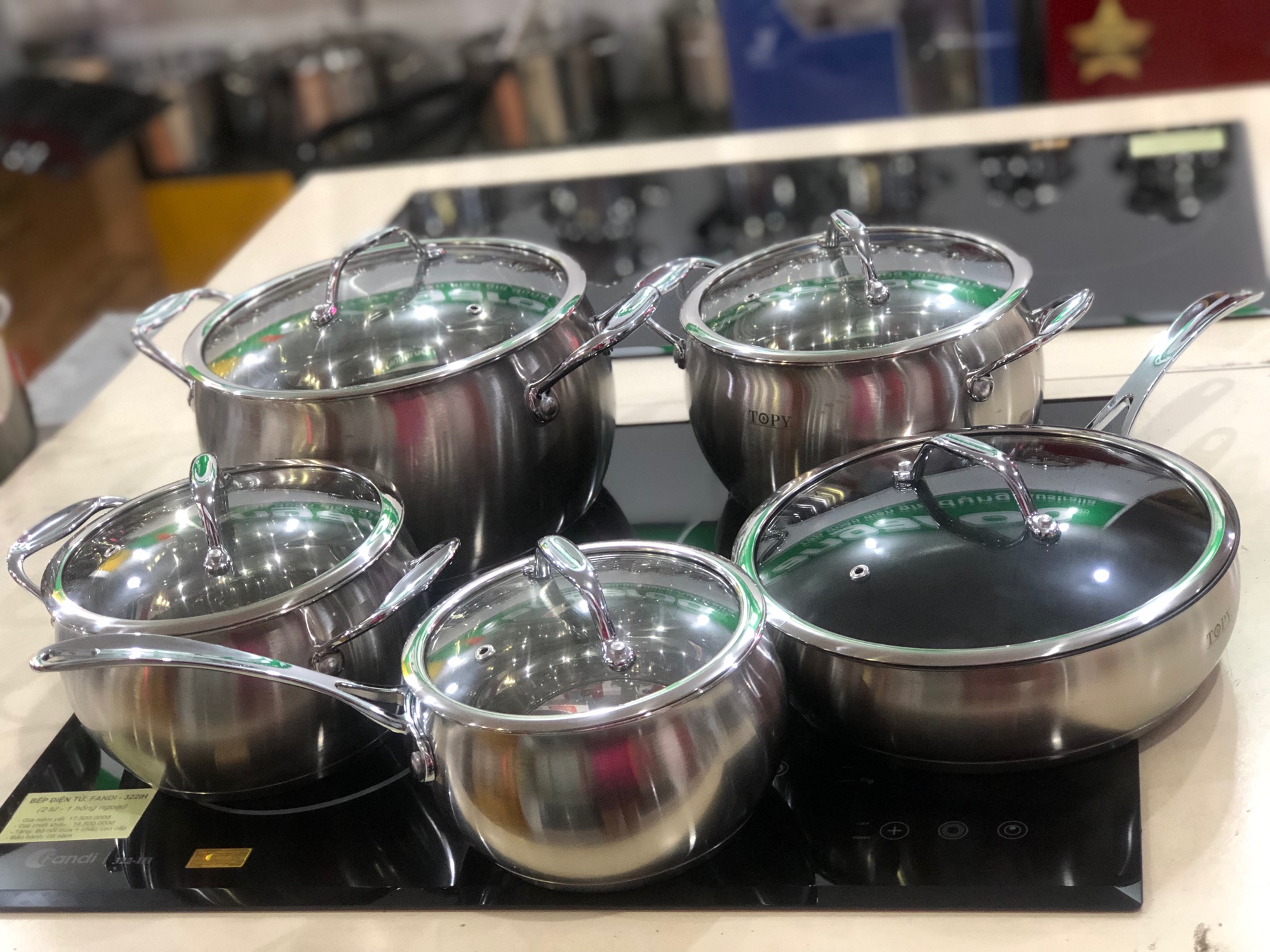 Bộ nồi inox Topy  5 món đây từ cao cấp