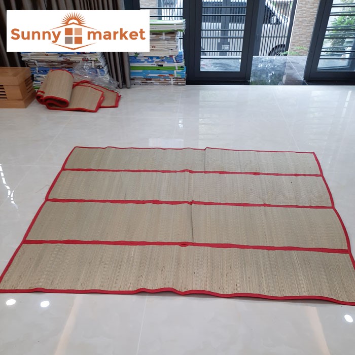 Chiếu cói gấp gọn KT 1m6 x 2m nằm mát, chiếu văn phòng, chiếu du lịch