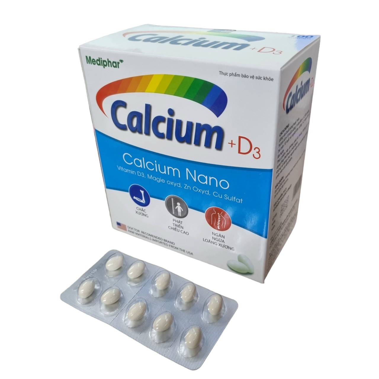 Liquid Calcium D3 bổ sung canxi Chống Còi Xương, Loãng Xương, kém phát triển,ngăn ngừa thoát hóa cho Xương chắc khỏe vien n100