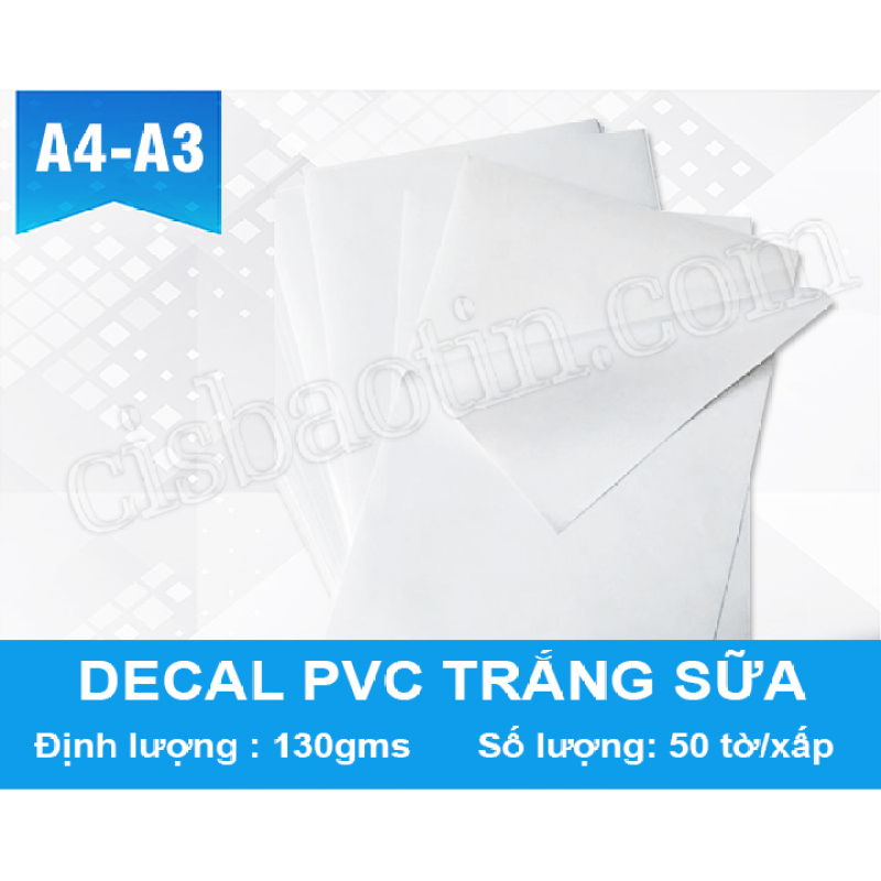 Mua DECAL PVC TRẮNG SỮA (GỐC NƯỚC)- KHỔ A4- XẤP 50 TỜ