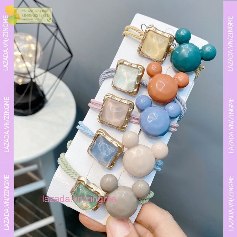 Dây thun buộc tóc, cột tóc hình họa tiết chuột cute Zingme