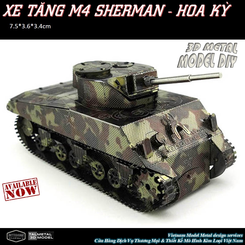 Mô Hình Xe Tăng Thế Chiến II (Kim loại lắp ghép 3D)