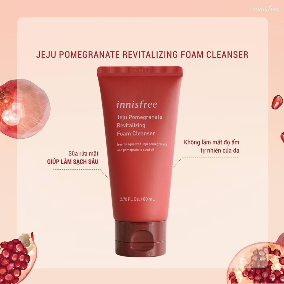 Sữa rửa mặt chống lão hóa lựu đỏ innisfree 80g hàn quốc