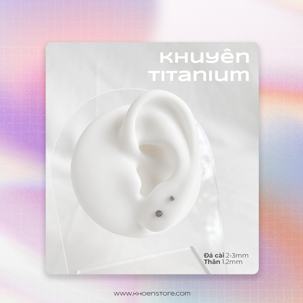 (1 Chiếc) Khuyên đá cài thân 1.2mm - Titanium - Khoen Store