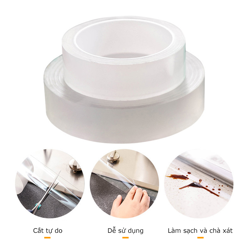 Double-sided tape with transparent multi-purpose white adhesive