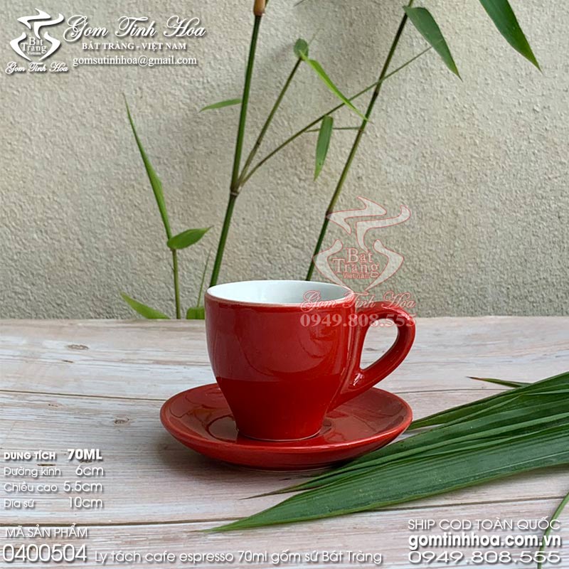 Ly tách cafe Espresso gốm sứ Bát Tràng men màu