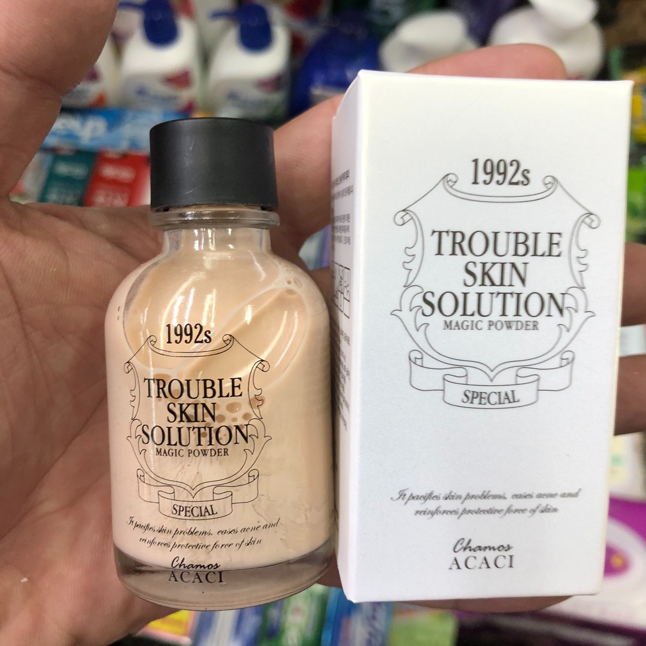 Bột làm sạch da mụn Hàn Quốc Chamos Acaci Trouble Skin Solution Magic Powder (30ML)