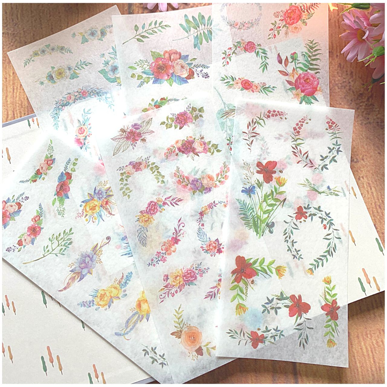 [HCM]Bộ 6 Tấm Sticker Dán Trang Trí - Vòng Hoa