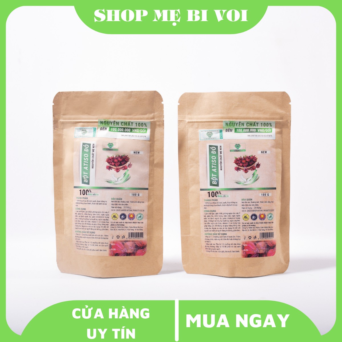 Bột atiso đỏ nguyên chất Mẹ Ken 100g