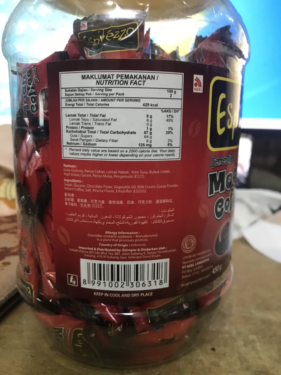 Kẹo Cà Phê Mocha Coffee Candy (Hủ 450g)