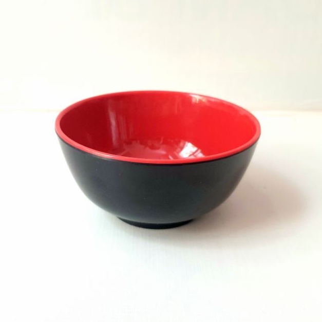 Chén(bát) cơm,súp nhựa Melamine 2 lớp đỏ đen Size 11.2 x 5.4 cm